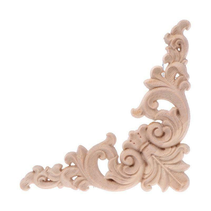 4pcs/set Wood Carved Corner Onlay Applique Unpainted Frame  Cupboard Cabinet For