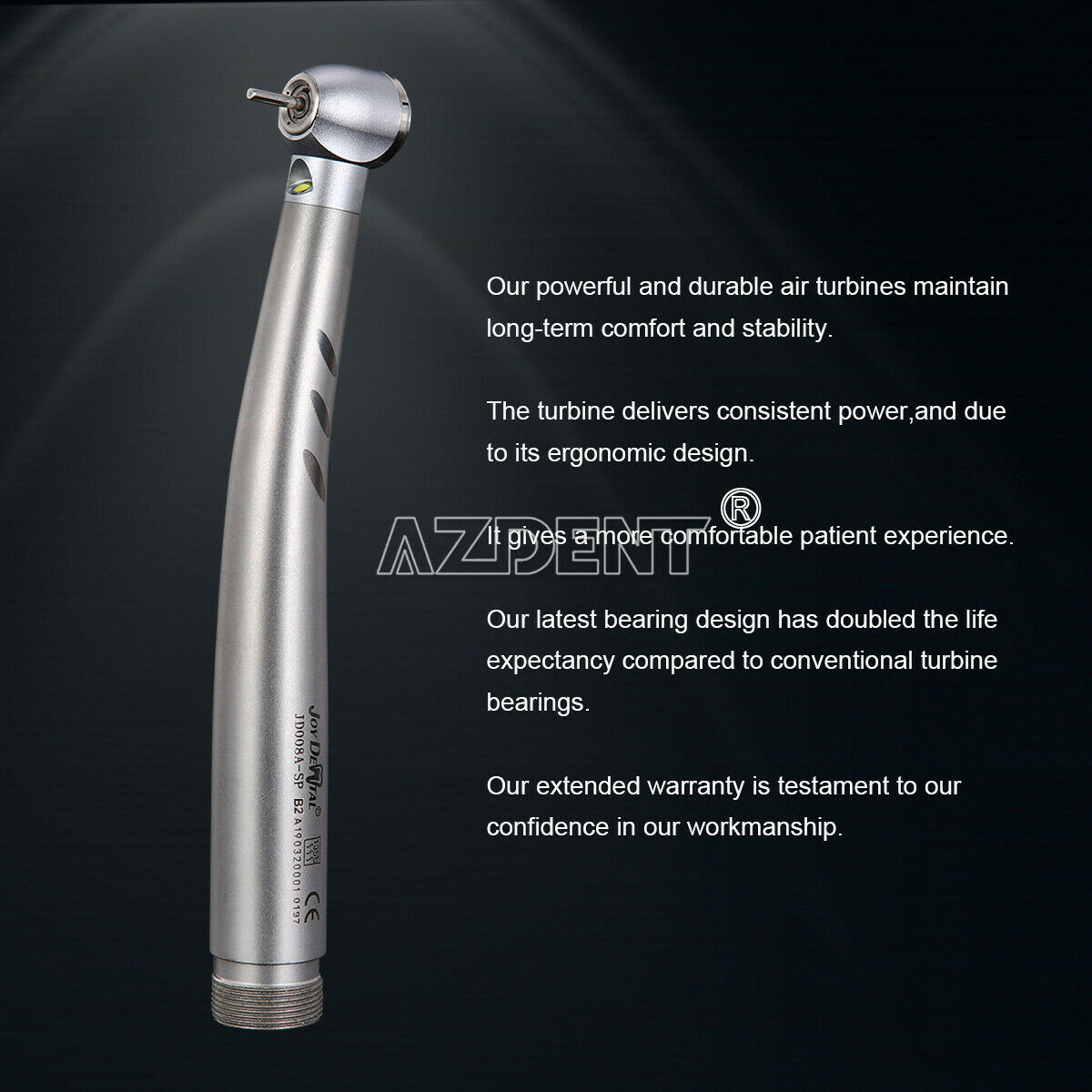 Dental LED High Speed Handpiece 2Hole E-generator Ceramic Bearing Stainless Body