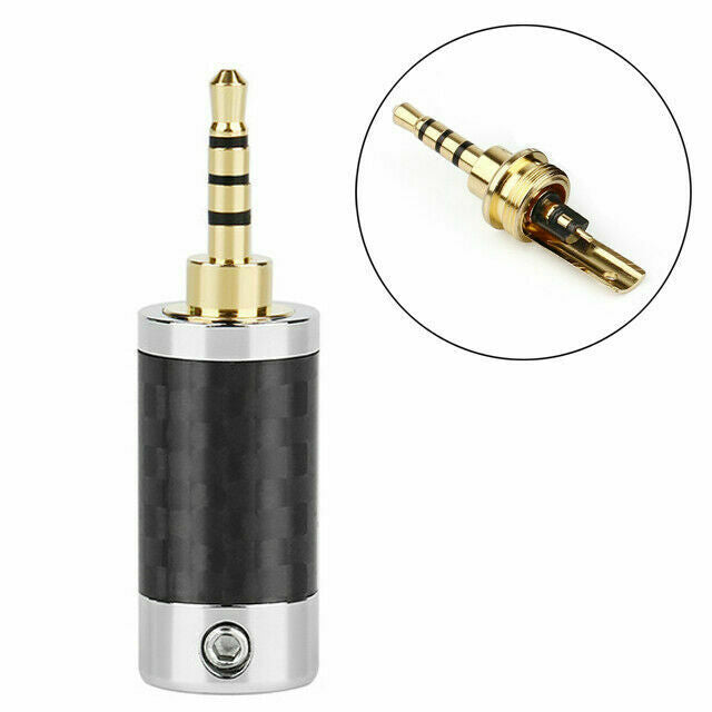 1PC 2.5mm 4 Pole Stereo Carbon Fiber Male Step Plug Metal Splice Adapter