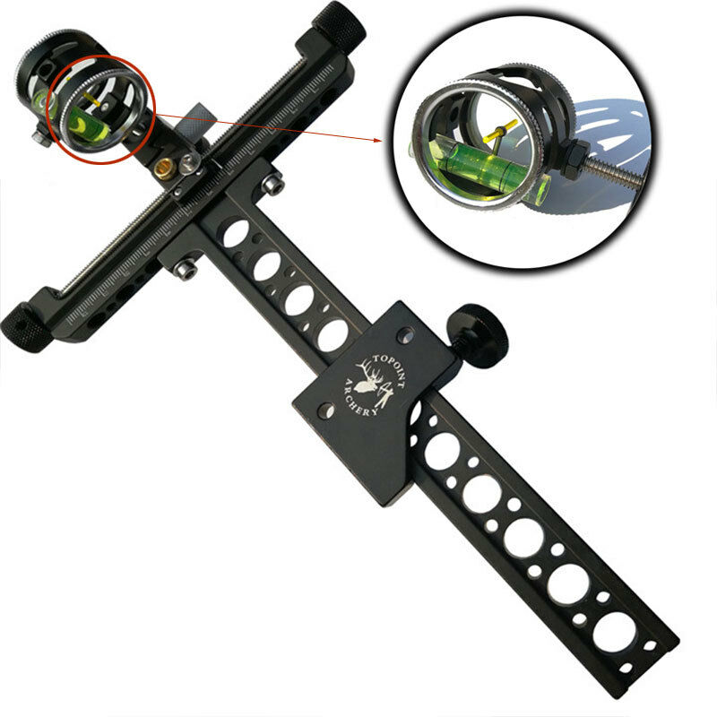 Archery Compound Bow Sight 1 Pin 0.059" Micro Adjust Long Pole Hunting 4X lens
