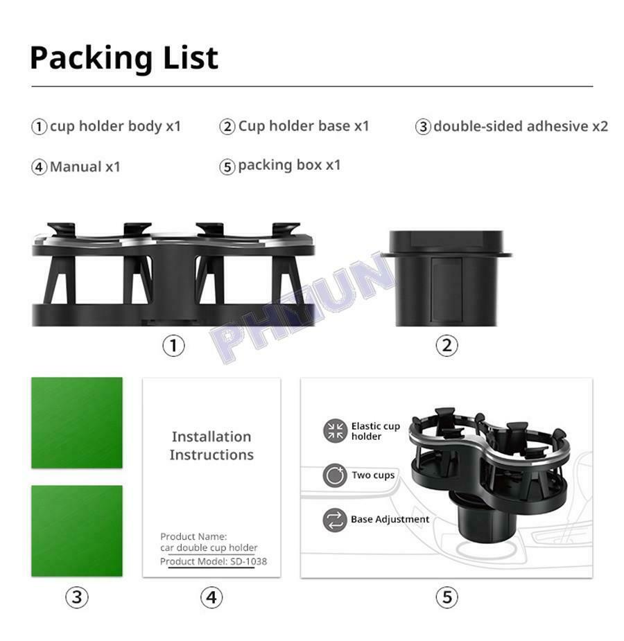 Multi-functional Car Mounted Drink Holder Black Double Holder Frame Universal