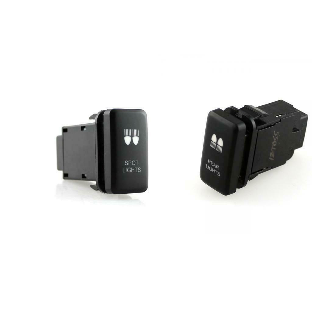 Pair Of Push Button 12V 3A With LED Blue LED REAR LIGHTS + SPOT LIGHTS For