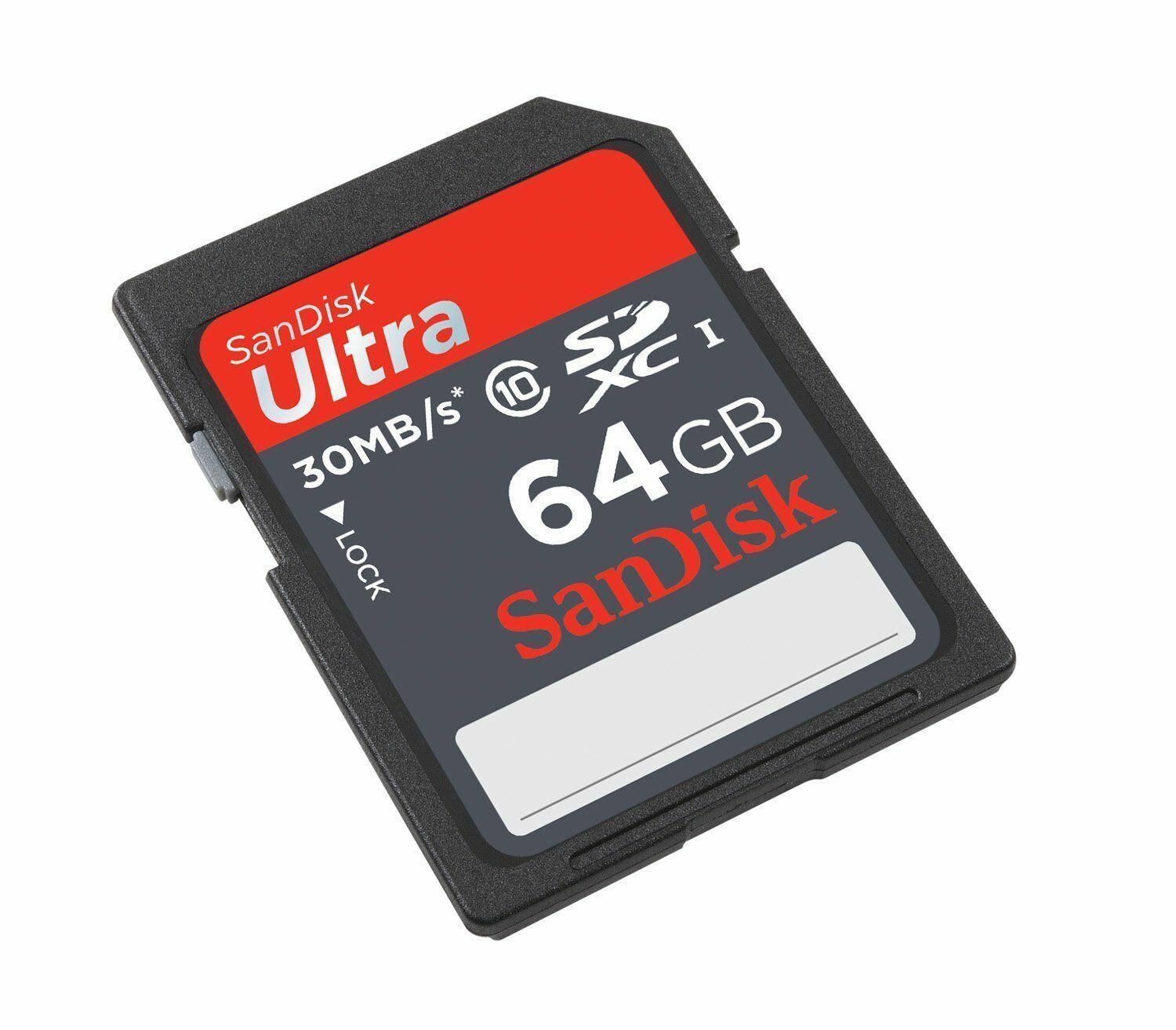 64GB SanDisk Ultra SDHC Class 10 30MB/S UHS-I Card SDSDU-064G 'R' f/ Nikon Canon
