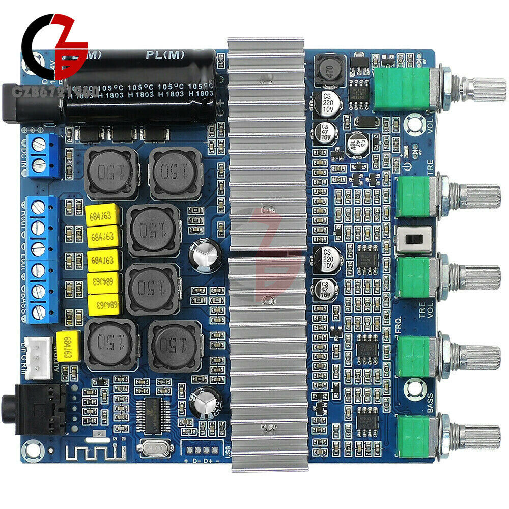 Bluetooth 5.0 TPA3116D2 Digital 2.1 Audio Amplifier Board 100W+50W+50W DC 12-24V