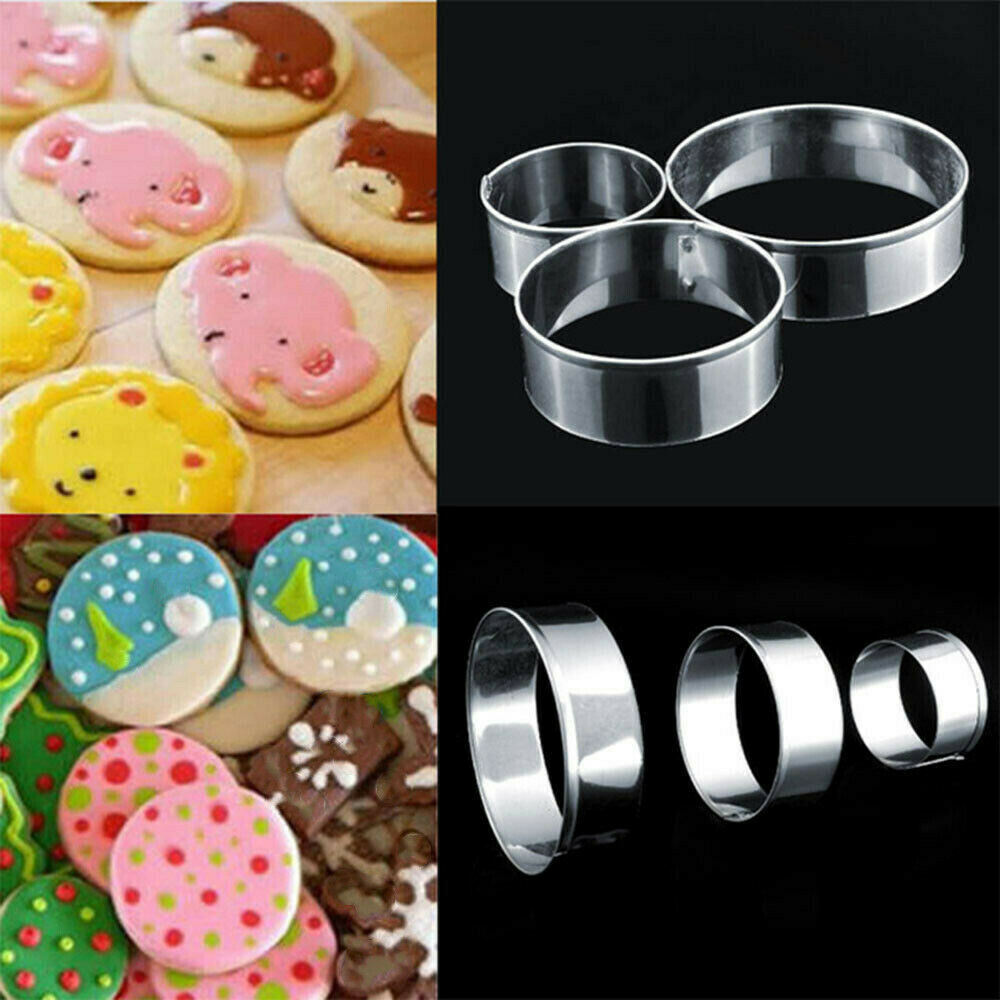 5pcs Round Circle Stainless Steel Cookie Cutter Biscuit DIY Baking Pastry Moulds