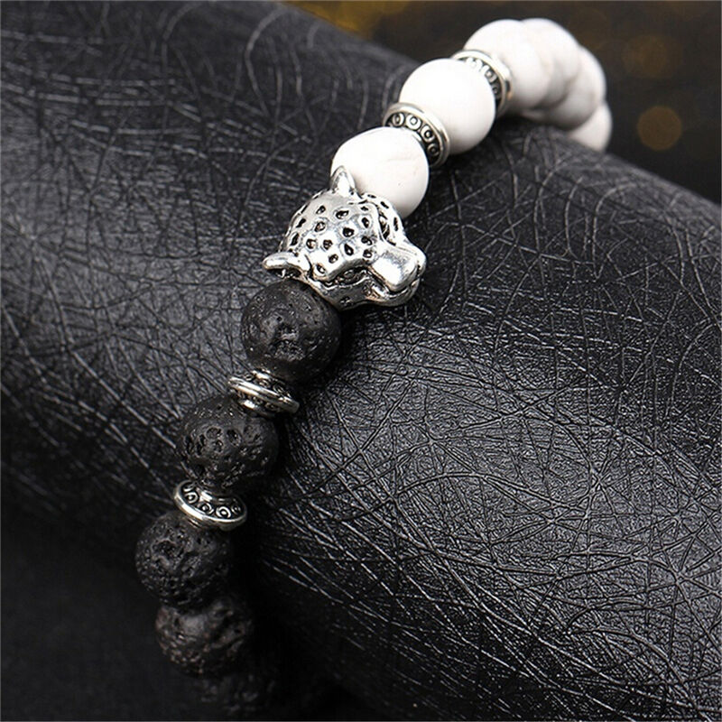 Handmade Mens Women Animals Beaded Natural Lava Stone 8MM Beads Agate Bracelets