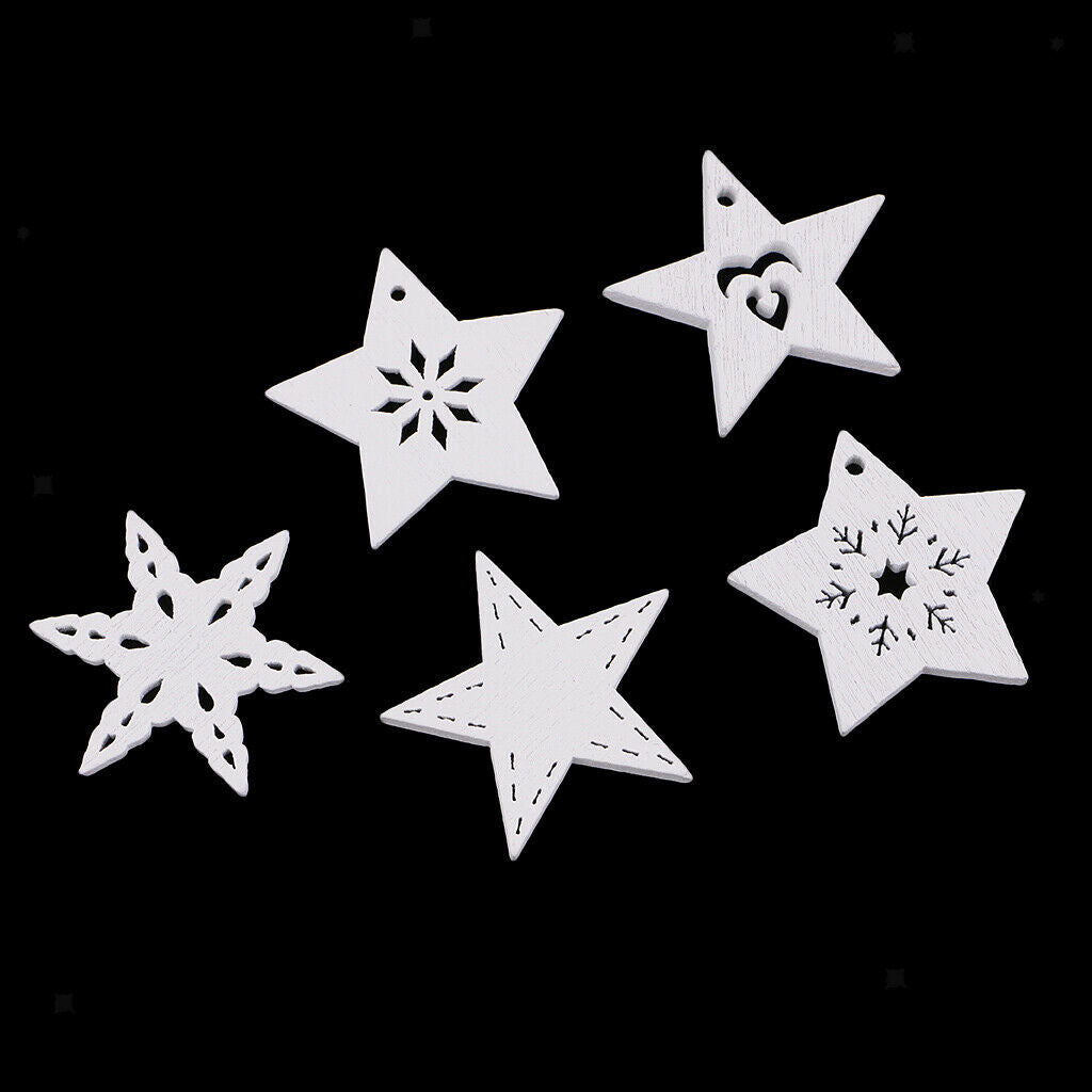 50x Wooden Snowflake   Craft Star Shape 3mm Gift Tag/Embellishment