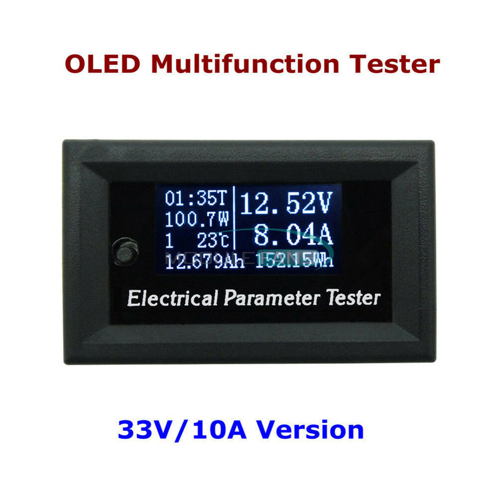 7In1 OLED Tester Voltage Current Time Temperature Capacity Voltmeter Ammeter 10A