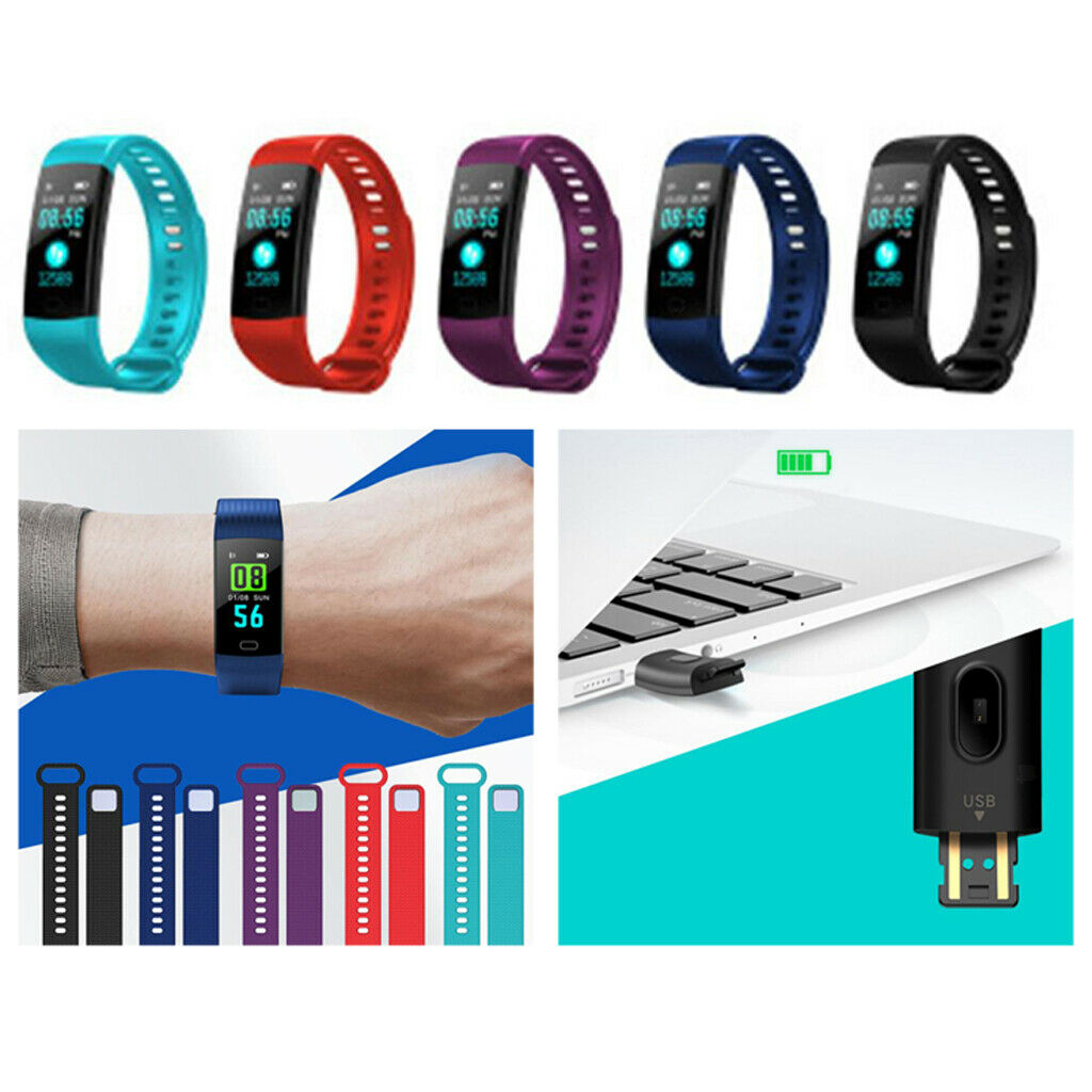 Bluetooth Smart Band Watch Fitness Tracker Bracelet Heart Rate Steps Red