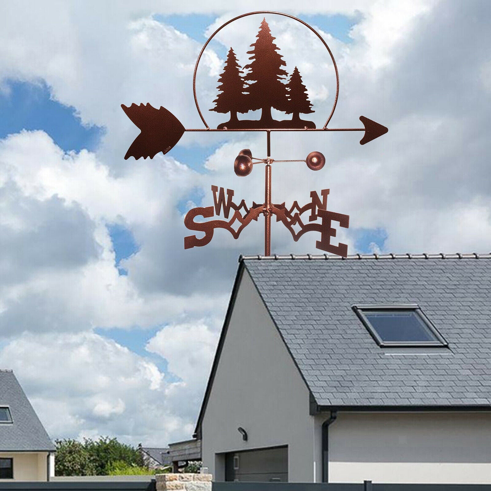 Metal Iron Weathervane Weather Vane Wind Direction Indicator Decorations