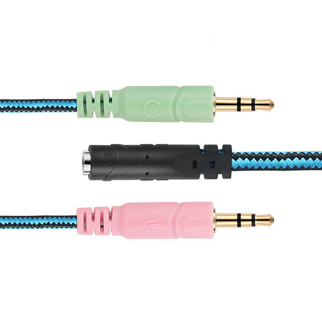 3.5mm 1/8'' 3 Rings 1 Female to 2 Male Plugs Stereo Audio Y Splitter Cable