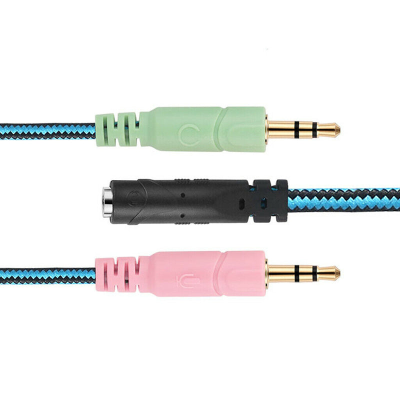 3.5mm 1/8'' 3 Rings 1 Female to 2 Male Plugs Stereo Audio Y Splitter Cable