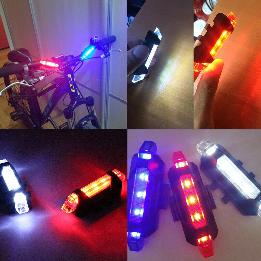 2 Pack Bike Bicycle LED Rear Light Cycling USB Rechargeable 4 Mode Red