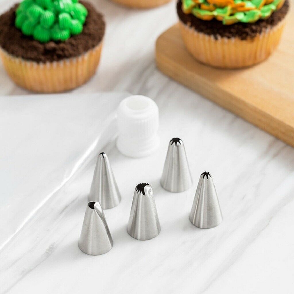Lots 6 Piping Tips Icing Decorating Nozzles Coupler Pastry Bag Baking Tools