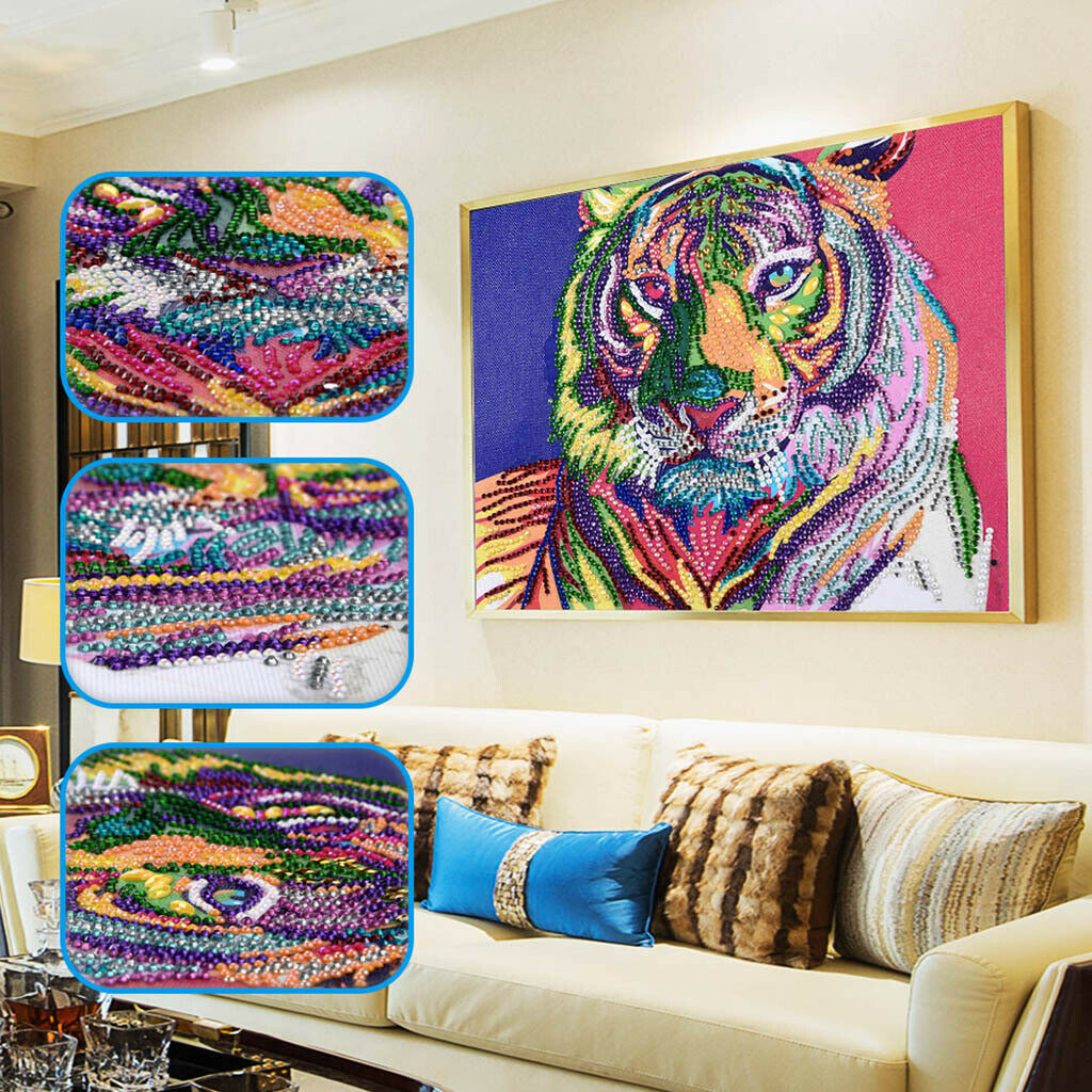 5D Diamond Painting Colorful Tiger Pictures Partial Special Drill Painting