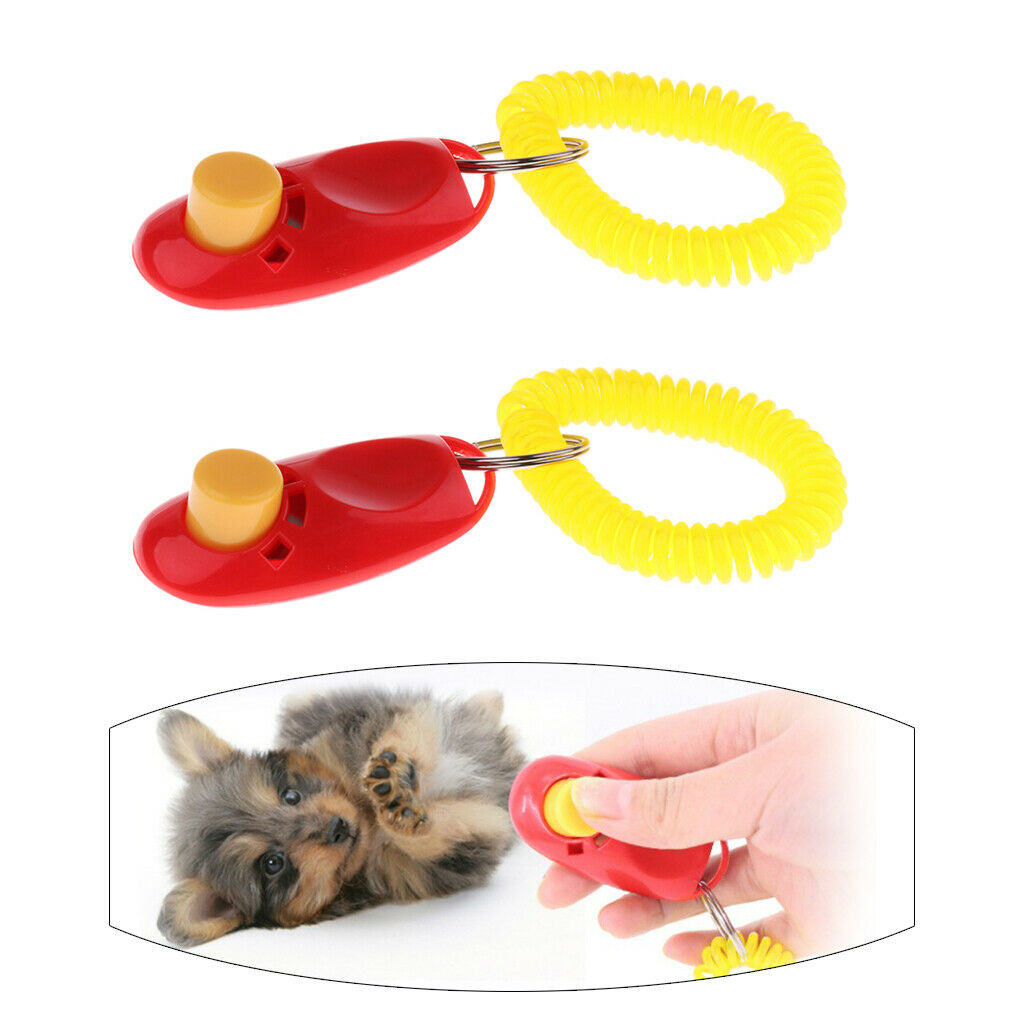 2 Pieces Easy Whistle Dog Puppy Pet Training Obedience Agility Keychain Red