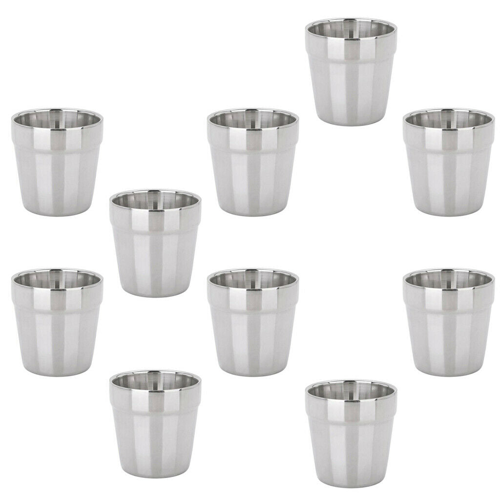10 x double-walled stainless steel mug insulated mug drinking cup 180ml cup