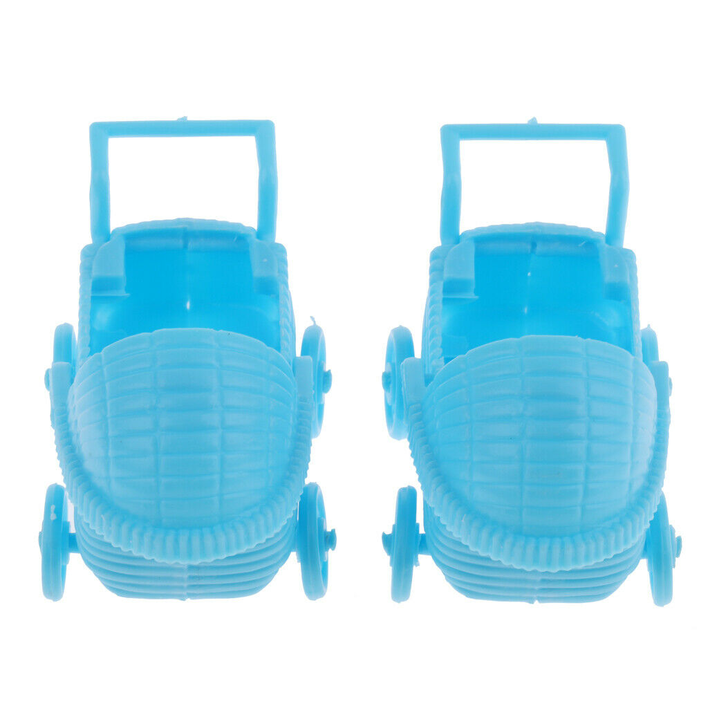 24 Pieces Plastic Baby Carriage Baby Shower Decoration Party Favor Pink+Blue