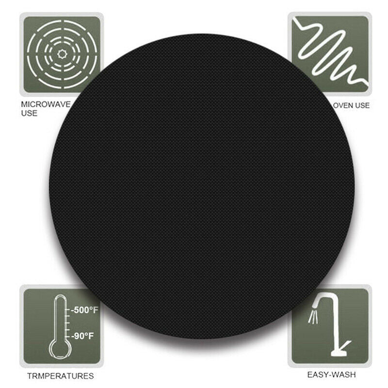 Round BBQ Grill Mat,Non Stick Grilling Mats Heat Resistant Easily Cleaned BarbW3