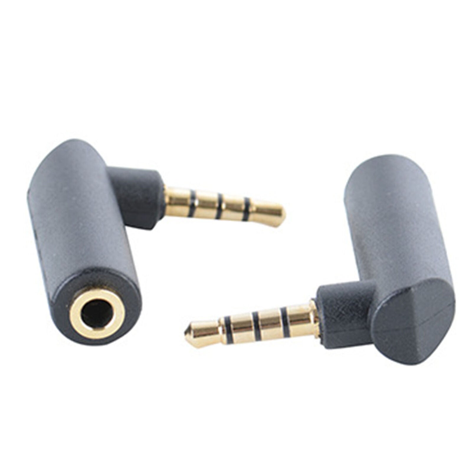 3 Pack of 3.5mm Female to Right Angle Male Headphone Adapters - 90 Degree Aux