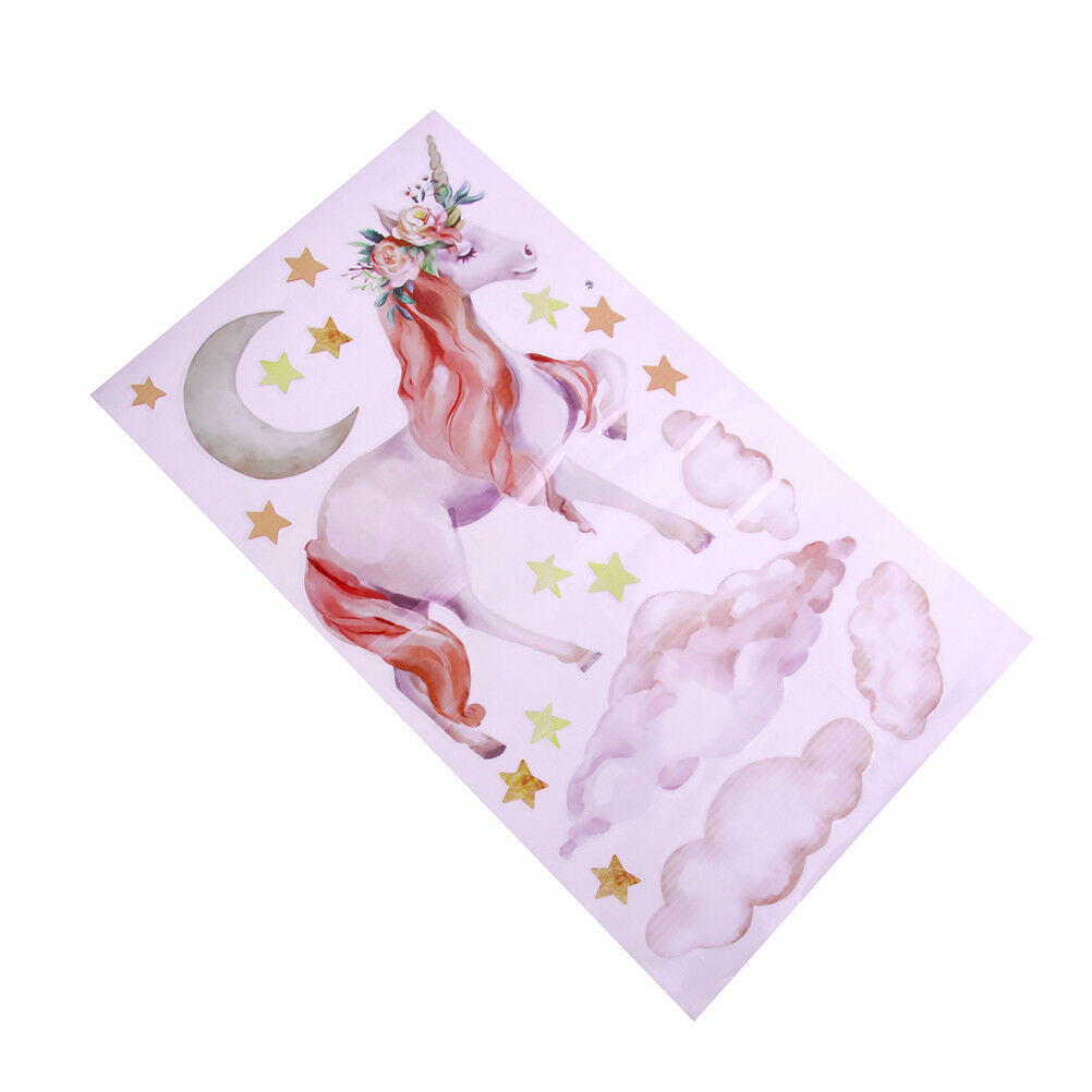 Cute Unicorns Moon Cloud Wall Stickers Nordic Style Room Decor DIY Wall D.l8