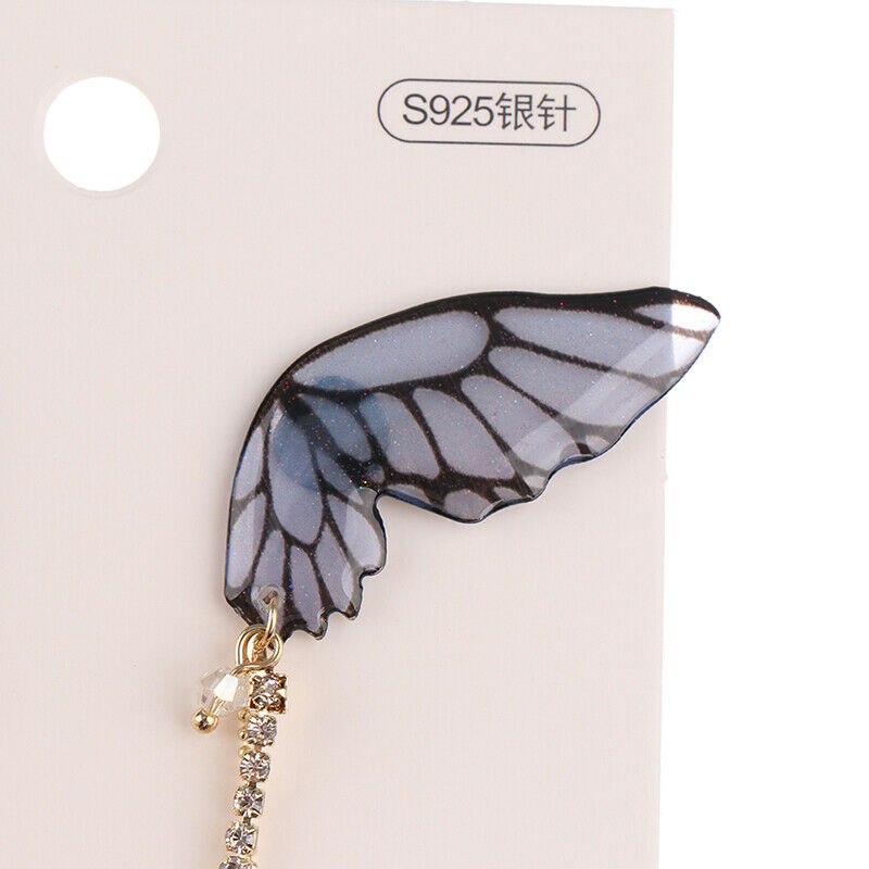Butterfly Earrings For Women Rhinestone Long Tassel Simulation Wing Earrings Rf