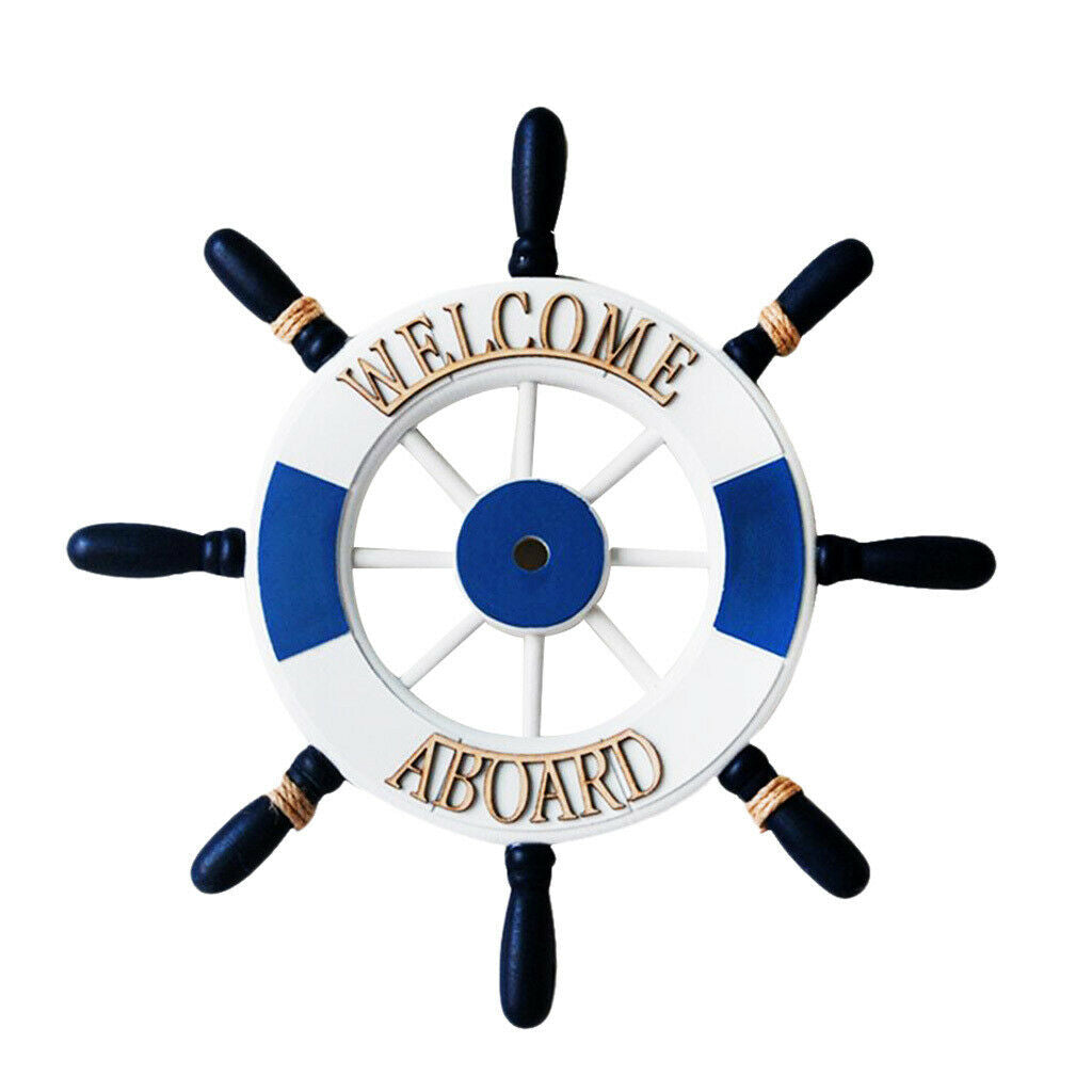 32cm Boat Ship Wooden Steering Wheel Nautical Beach Home Shop Wall Decor