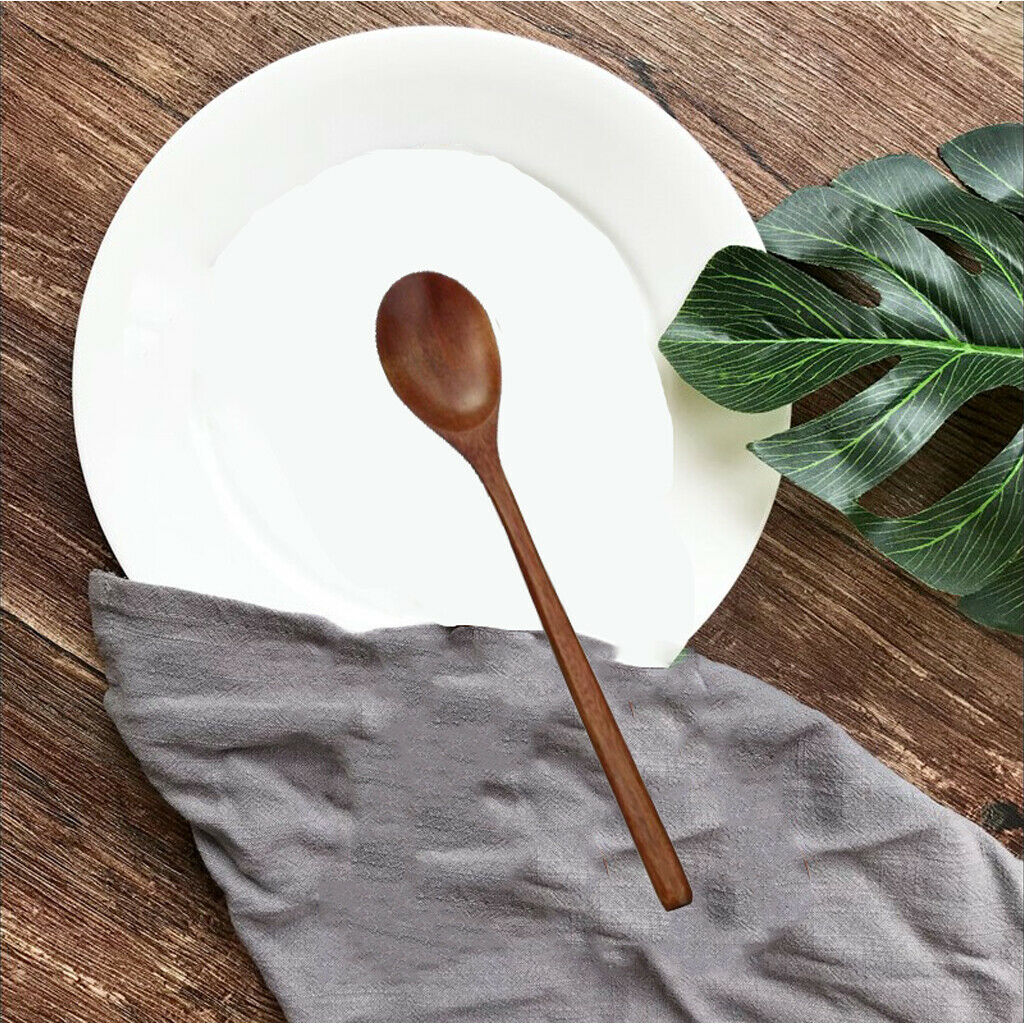 6PCS Small Wooden Spoons Soup Spoons Serving Spoons Wooden Teaspoon for Coffee