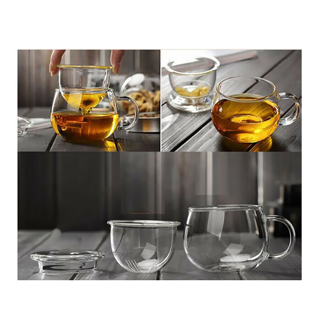 -Resistant Transparent Glass Cup Tea Cup with Lid Infuser Filters 350ml