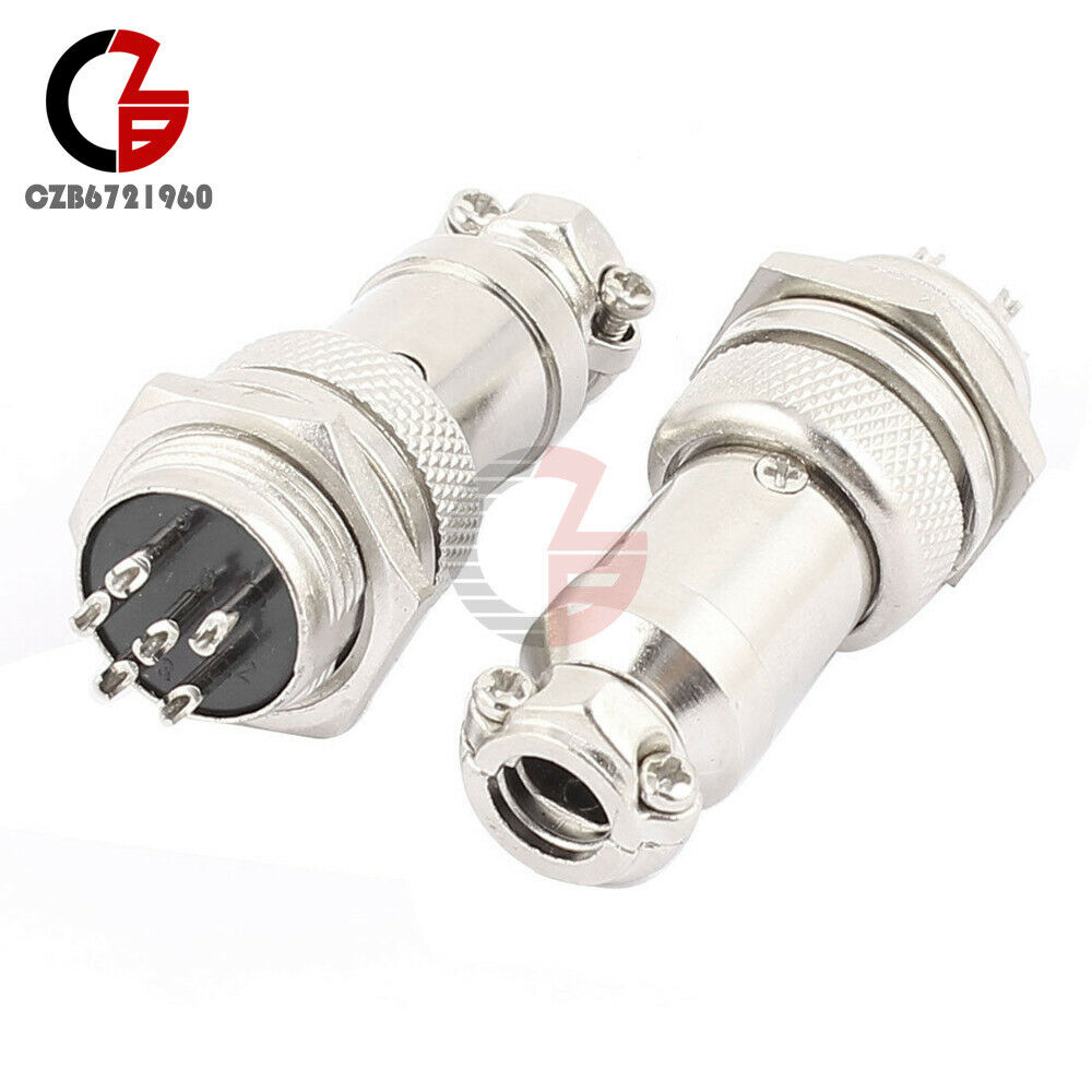 5Pcs Aviation Plug 7-Pin 16mm GX16-7 Male and Female Panel Metal Connector