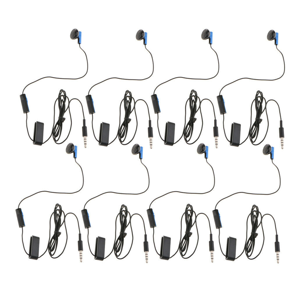 8Pieces Single Earphone 1.2m Length Earbud Earpiece for Sony PS4 Controller