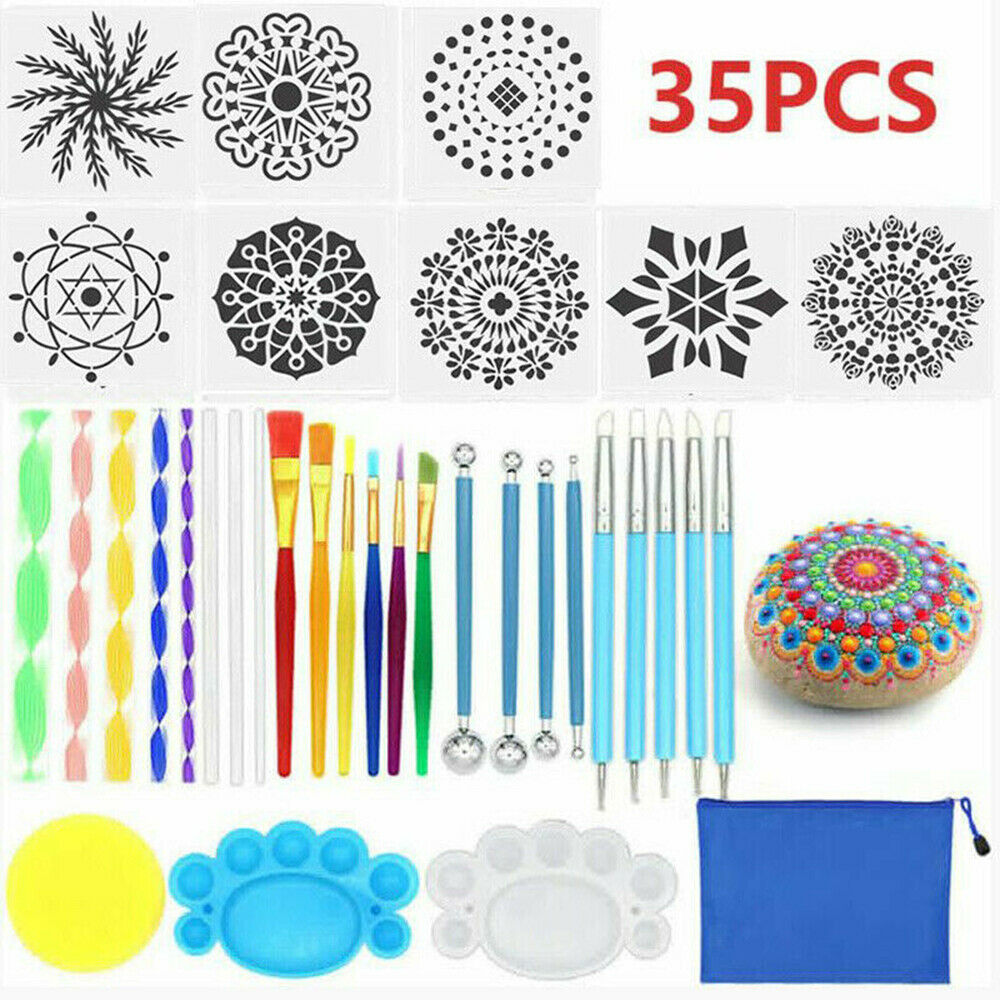 35pcs/Set Mandala Dotting Tools Rock Painting Kits Dot Art Pen Paint Stencil