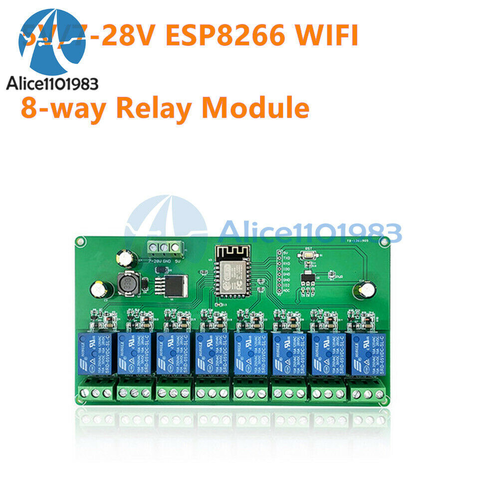 DC 5V DC 7-28V ESP8266 WIFI 8 Channel Relay Module ESP-12F Development Board