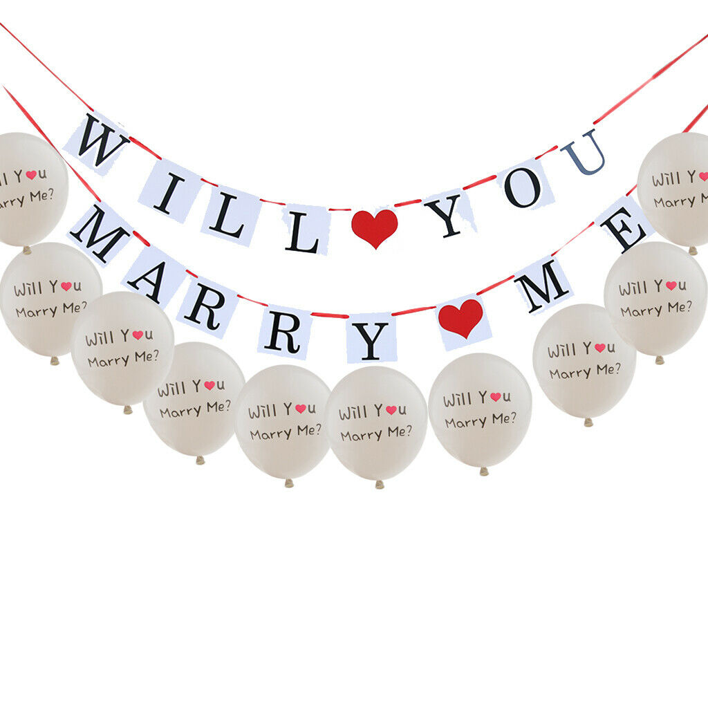 Rustic Will You Marry Me Hanging Garland & Latex Balloons Set for Wedding