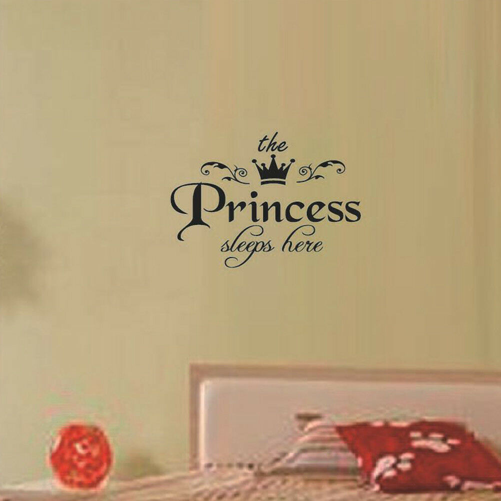 princess sleeps baby kids girl quote wall stickers art room removable deca.l8