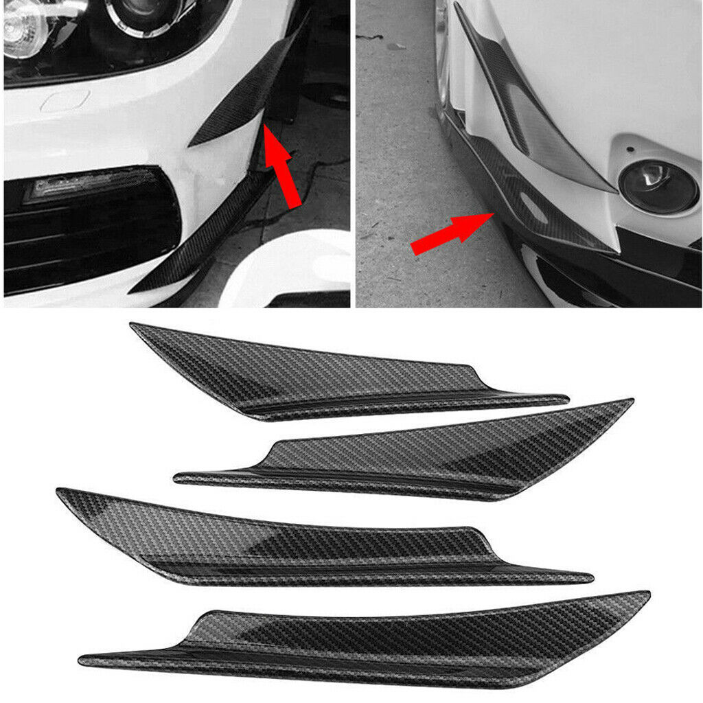 4pcs Universal Car Front Bumper Splitter Fins Body Spoiler Lip Trim Kit