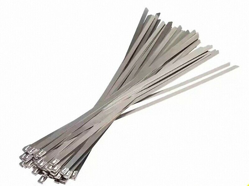 100pcs 11.8 Inches Stainless Steel Exhaust Wrap Coated Locking Cable Zip Ties