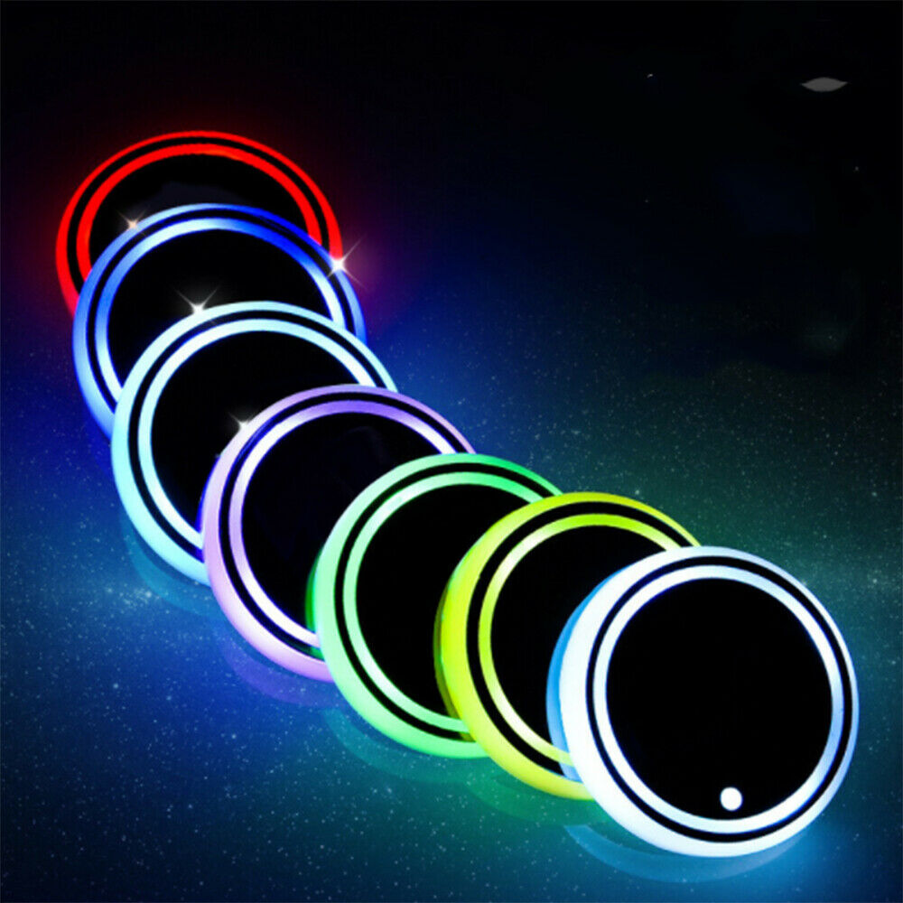 LED Car Cup Holder Light Mat  USB Colorful Atmosphere Lights  Room Decoration