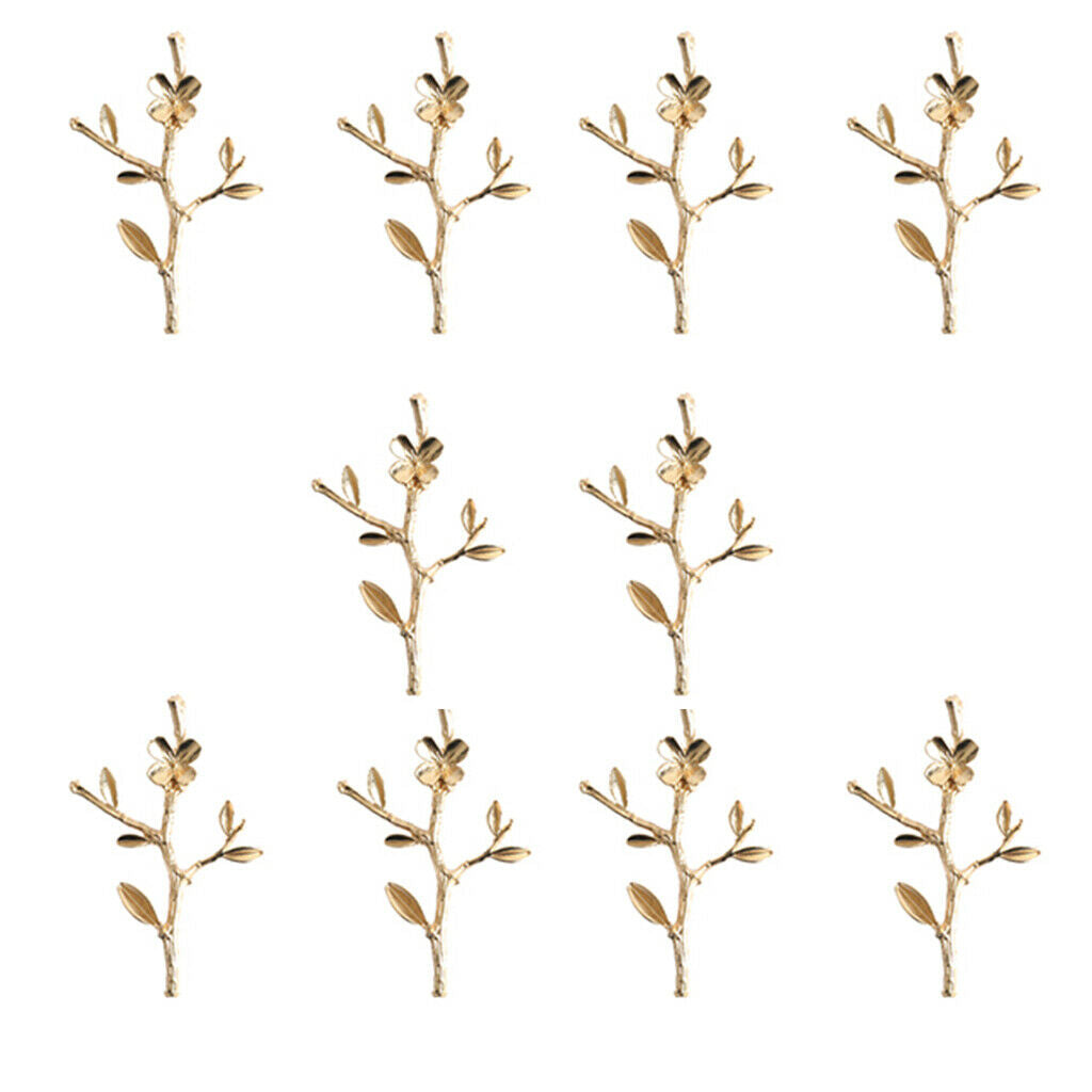 Pack of 10 Pieces Golden Alloy Flower Brooches Accessory DIY Wedding Decoration