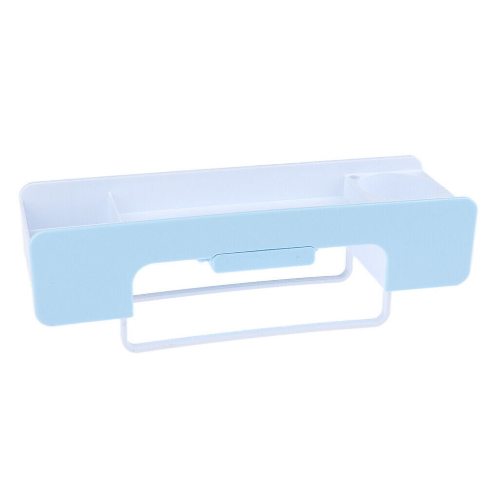 Stylish Multi Grooves & Moveable Hooks Design Bathroom Drain Rack Mint Blue
