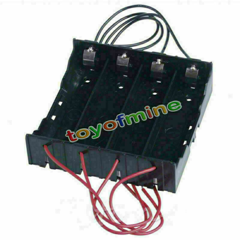 Plastic Battery Storage Case Box Holder For 4 x   3.7V With Wire Leads