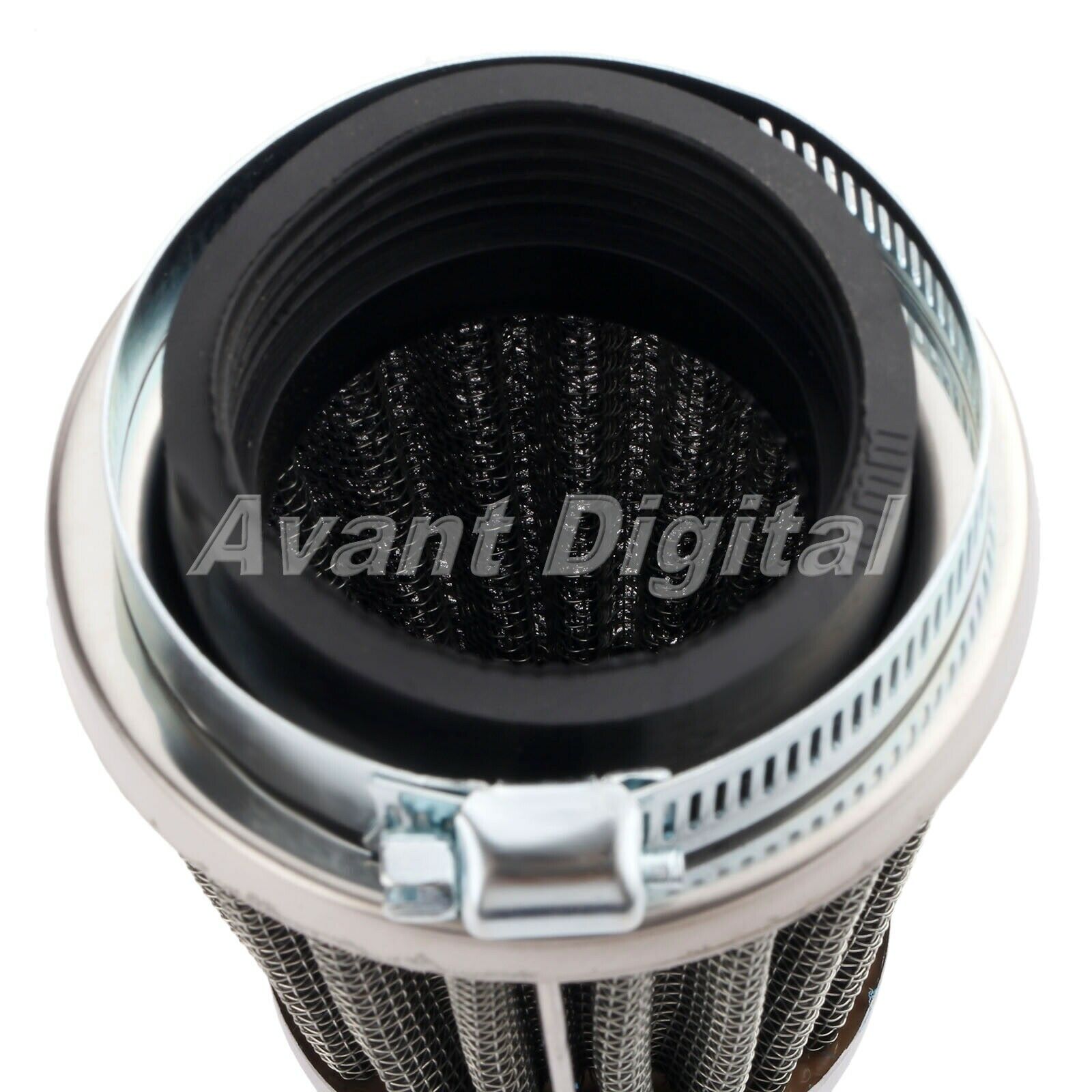 1x Scooter ATV 48mm Double Layer Steel Filter Gauze Clamp-on Air Filter Cleaner