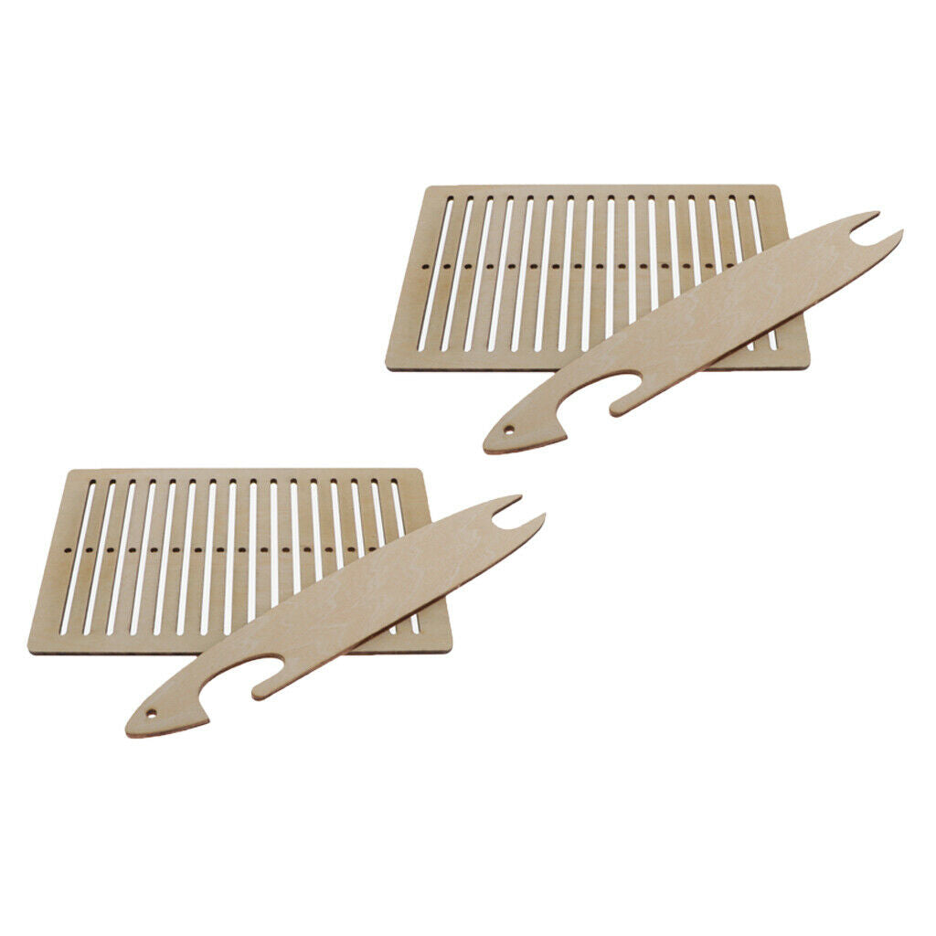 2Set Mini Weaving Looms Lab Knitting Sewing Wood Needles Comb Arts & Crafts