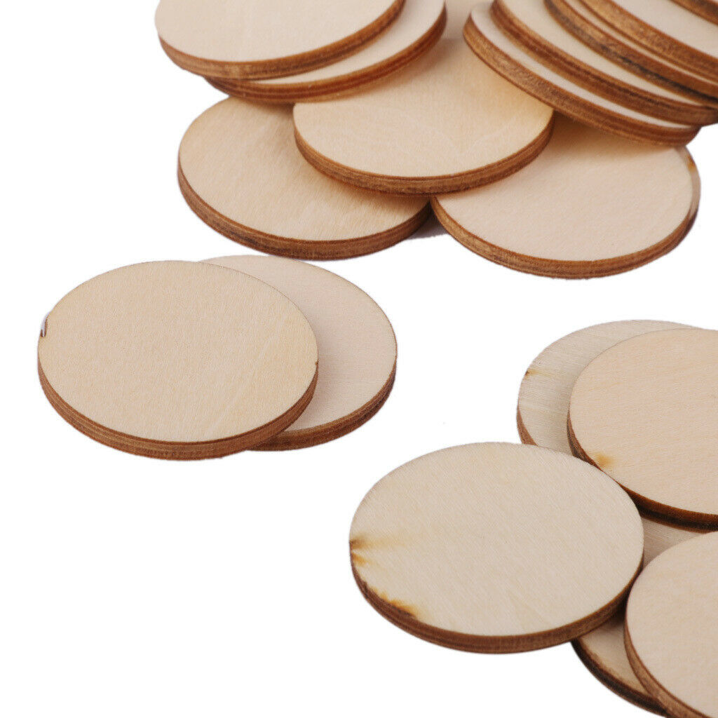 50pcs 30mm Wooden Round Circle Embellishment for DIY Scrapbooking Craft