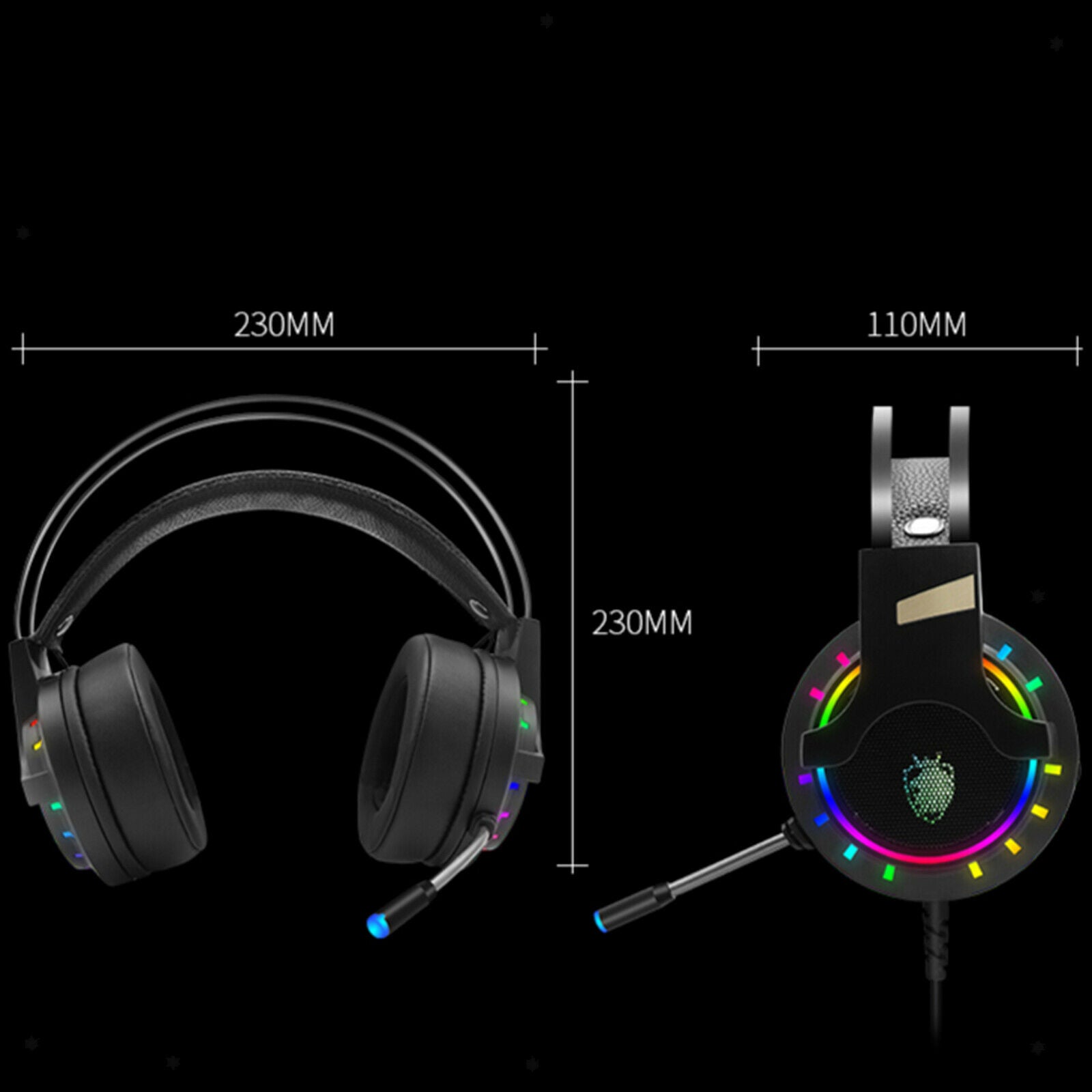 7.1 Channel Gaming Headset Headphone RGB Light Backlit Headphone Cool