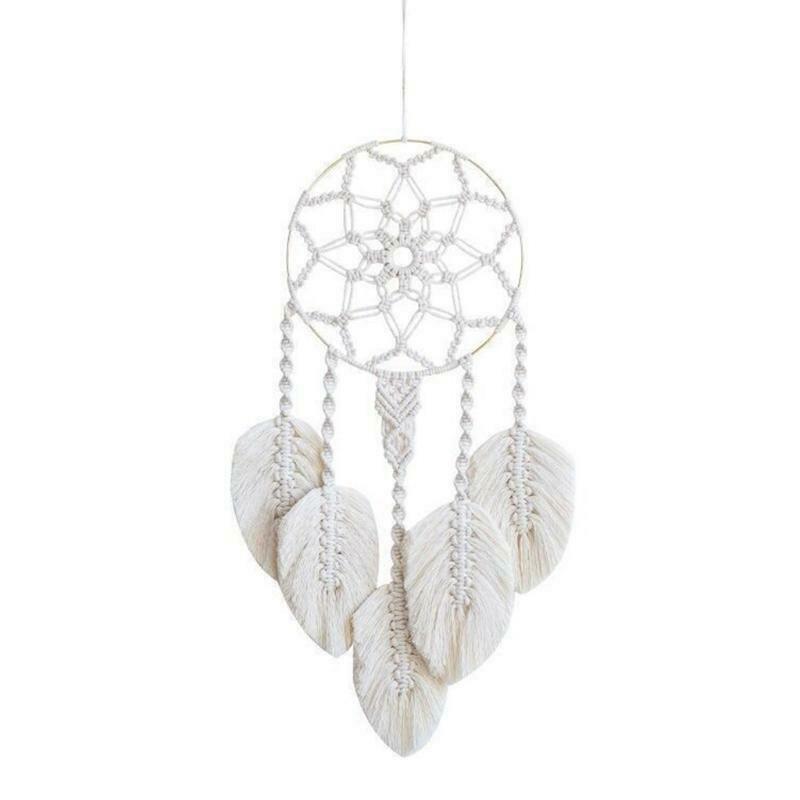 Macrame Dream Catcher Boho Woven Feather Leaf Tassel Wall Hanging Ornament Decor