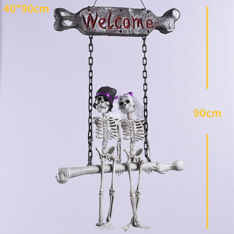 Halloween Ghost Bride and Groom Welcome Doorplate Pendant Hanging Horror Decor