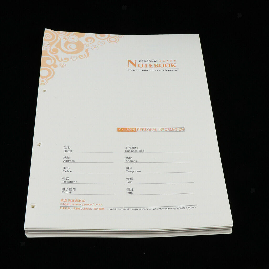 80 Sheets A4 Size 4-Holes Notebook Planner Filler Lined Papers/Journal Dairy