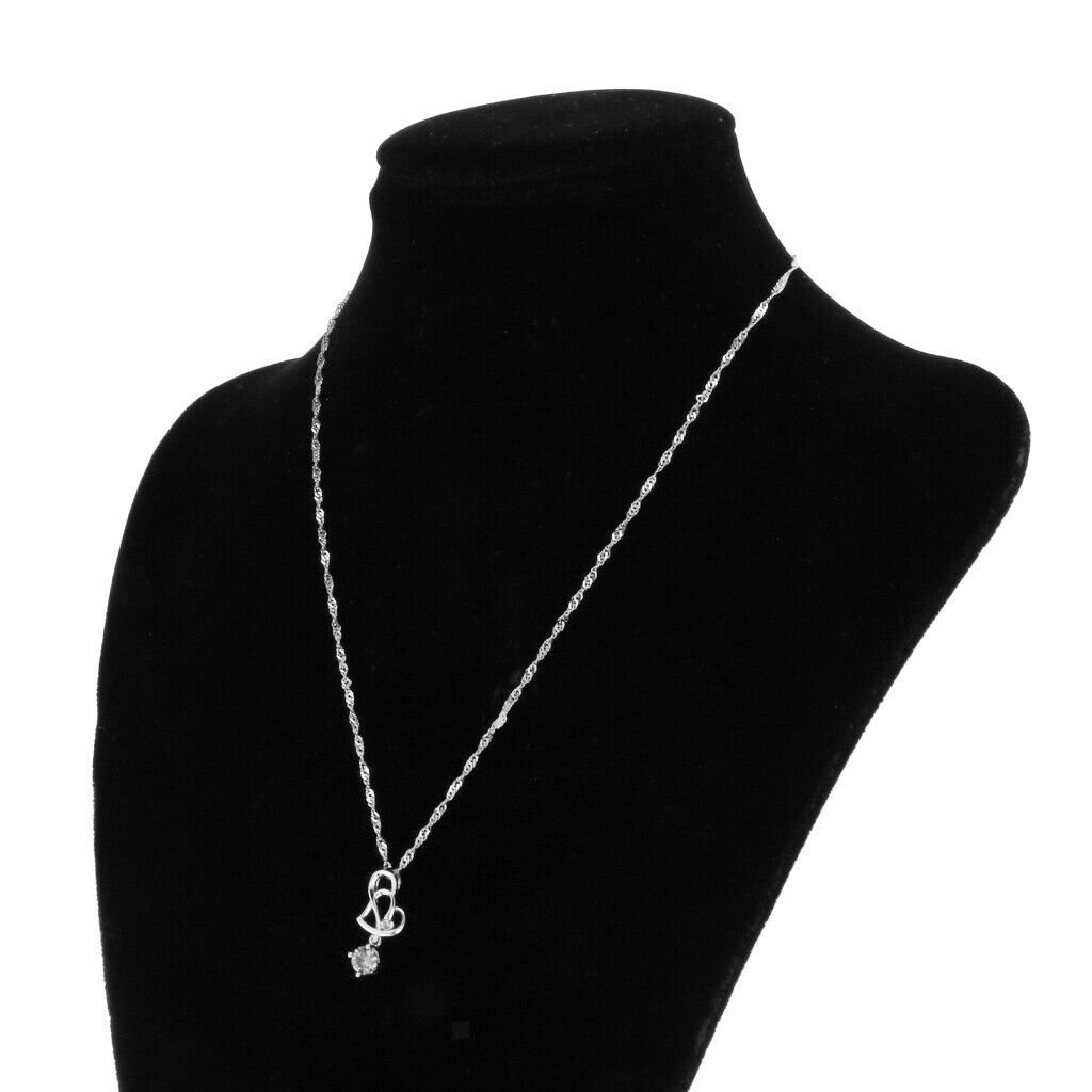 Fashion Women Crystal Rhinestone Double Love Heart Chain Jewelry White