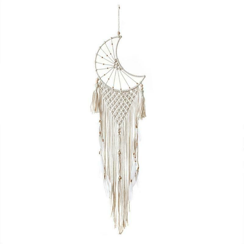 Moon Macrame Tapestry Boho Cotton Rope Woven Dream Catcher Farmhouse Wall Decor
